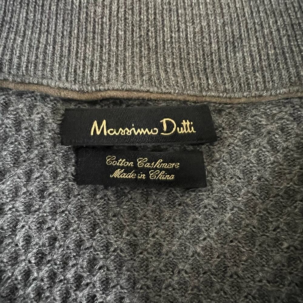 Massimo Dutti Zip Sweater Mens XL Gray Cotton Cashmere Knit Jacket Full Zip - Picture 7 of 12